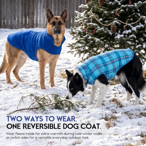 ASENKU Dog Winter Coat, Reversible Dog Jacket for Small Medium Large Dogs - color: Royal Blue, size: X-Small