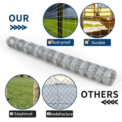 Farm Fence 5ft x 328ft Galvanized Wire for Livestock Deer Goat Hog - size: 5ft x 328ft