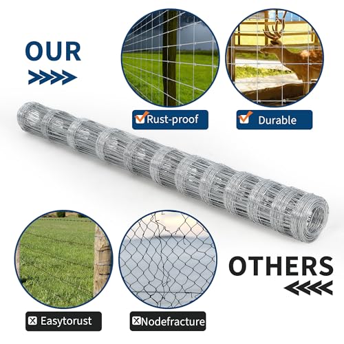 Farm Fence 6ft x 328ft Galvanized Wire for Livestock Deer Goat Hog - size: 6ft x 328ft