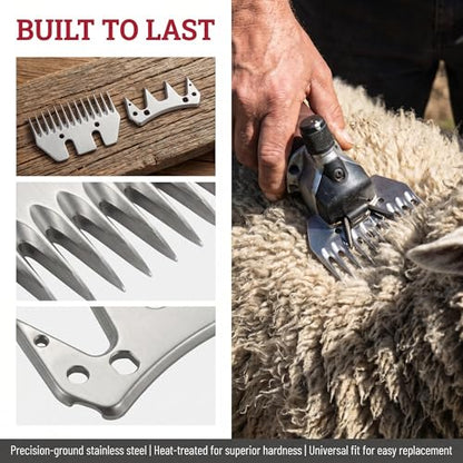 Sheep Shears Wool Clippers Universal Replacement Blades, Shearing Comb and Cutter Blade Set, Stainless Steel Straight 13-Teeth Detachable Trimmer Shears for Grooming Goats, Lambs, Llamas, Alpacas - size: Straight 13-tooth