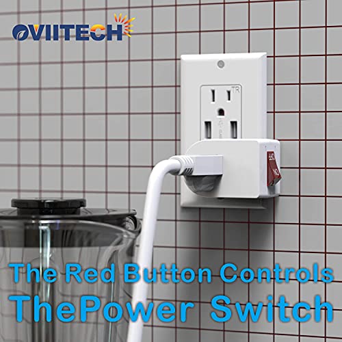 Oviitech 2 Pack Grounded Outlet Wall Tap Adapter with On/Off Power Switch，Single Outlet with Switch in White - size: 2 Pack