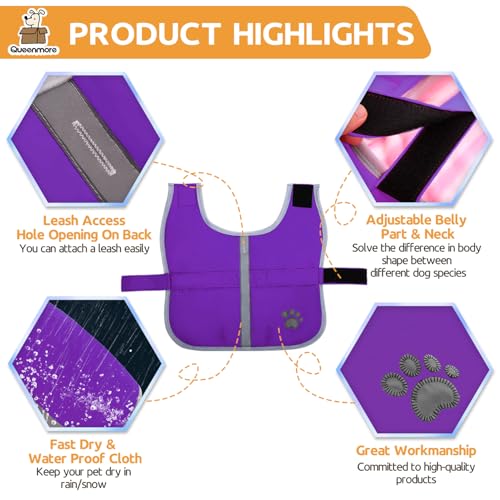 Queenmore Dog Winter Coat, Cold Weather Fleece Dog Jacket, Small Dog Coat - color: Purple, size: X-Small