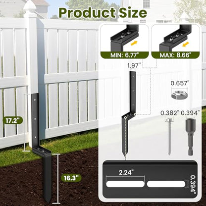 Housolution Fence Post Repair Kit,Separated Fence Post Anchor,1 Pack - size: 1 Pack