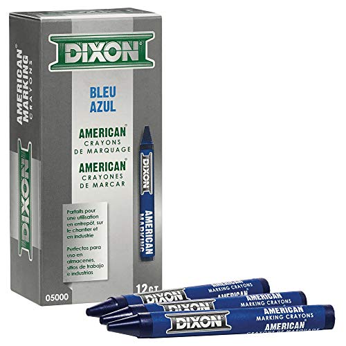 Dixon Industrial Round American Marking Crayons, Blue, Pack of 12 (05000) - color: Blue