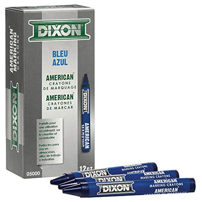 Dixon Industrial Round American Marking Crayons, Blue, Pack of 12 (05000) - color: Blue