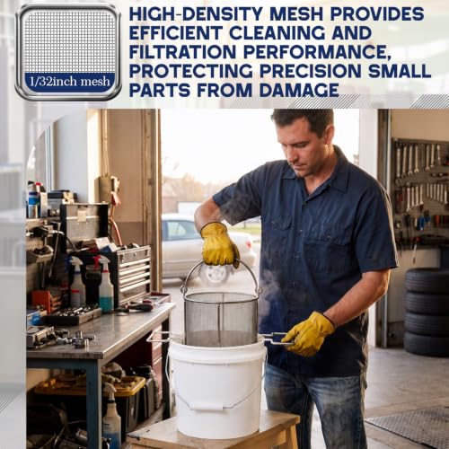 1 Pcs 1/32″ Mesh 2 Gallon Dip and Drain Stainless Steel Part Cleaning Strainer Basket for Buckets Swing Handle for Mechanics Auto Parts Washing Garage Shop Home Workshop, Bucket Not Included - size: 2 Gallon,1/32″