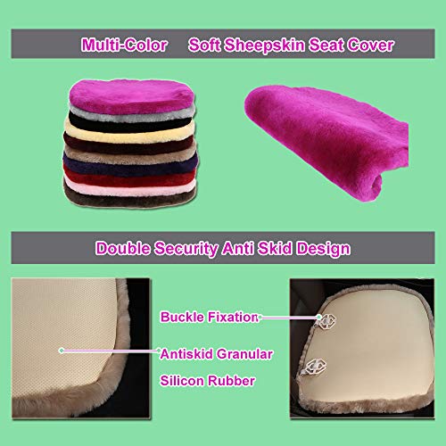 2 Pack White Fuzzy Sheepskin Car Seat Covers for Soft Genuine Wool Cushion - color: White