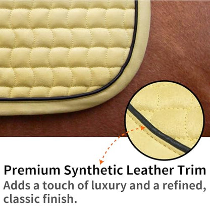EQUINEWAVE Aria Soft Suede Dressage Saddle Pad – Breathable Moisture-Wicking Lining, Shock-Absorbing Cushion, Contoured Spine, English Horse Saddle Pad - color: Cream Yellow