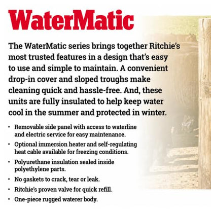 Ritchie Watermatic 100 Automatic Cattle Horse Waterer, 2.8 Gallon Capacity, 1-Sided Fully Insulated Heavy Duty Water Fountain for Horses, Cattle, Sheep & Goats - color: Yellow