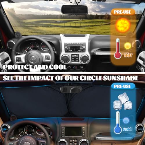 American Flag Eagle Car Windshield Sun Shade, 59" L x 31.5" W, UV Protection, Universal Fit - color: American Flag Eagle