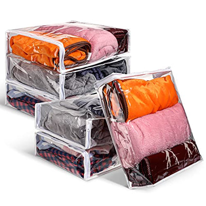 Shappy 6 Packs Clear Plastic Storage Bags with Zipper, 16 X 14 X 4 Inch | Sweater Bags, Moth Proof Protection, Vinyl, For Blankets Clothes Bed Sheet Comforters Pillows Quilt Closet Linen Organizer - size: 16 x 14 x 4 Inch