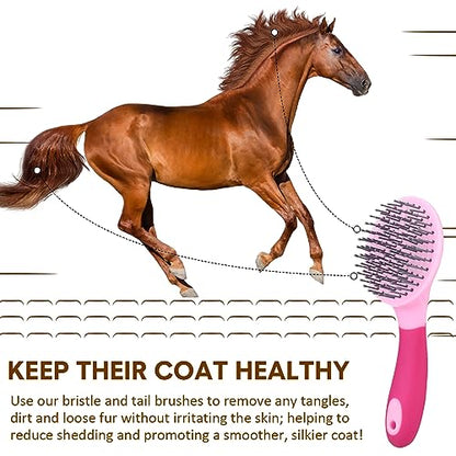 Zhehao 2 Pack Mane and Tail Brush Mane and Tail Horse Bog Brush with Grip Random Color