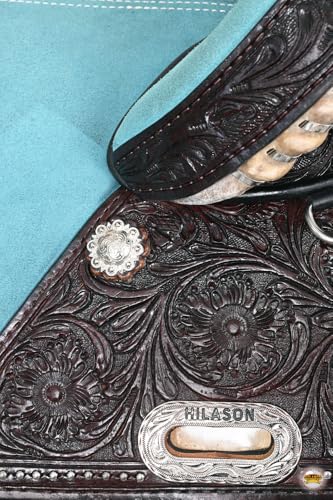 HILASON Western Horse Treeless Trail Barrel American Leather Saddle | for Horses - size: 14 In