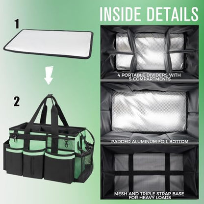 SCAVATA Wearable Cleaning Caddy, Cleaning Caddy Supplies Organizer with Handle & Shoulder Straps for Housekeepers, Under Sink & Car Cleaning Tool Organizers Bag with 4 Foldable Divider (MintGreen) - color: MintGreen