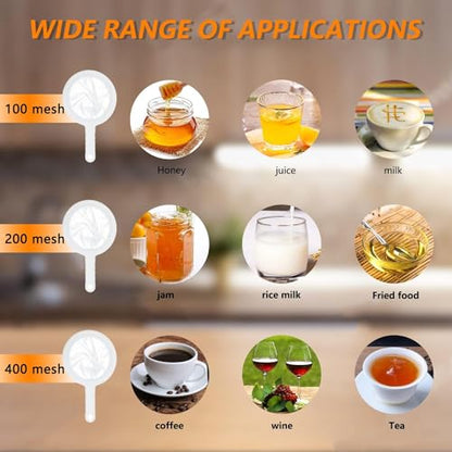 Kitchen Ultra-Fine Nylon Mesh Strainer 10 Inch (100mesh+200mesh+400mesh) - size: 100mesh + 200mesh + 400mesh