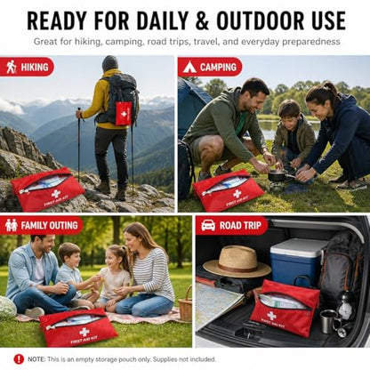 QCWN 12 Pack Empty First Aid Bag Mini Medical Kit Pouch Small Travel Emergency Survival Storage Bags for Car Home Hiking Camping Waterproof Red - size: 12 Pack