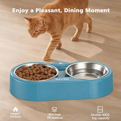 Heated Water Bowl for Dog & Cat, Outdoor Heated Dog Bowl Provides Drinkable Water & Food in Winter, Heated Pet Bowl for Outside, Smart Thermal-Dish for Rabbit, Chicken, Duck, Squirrel (110 OZ) - size: 110 OZ