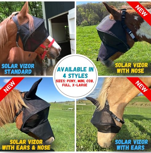 EquiVizor Solar Vizor Horse Fly Mask (Size Mini), 100% UV Eye Protection for Horses with Uveitis, Photosensitivity, Ulcers, Head Shaking, Eye Injuries. Also Available in Pony, Cob, Full - size: Mini