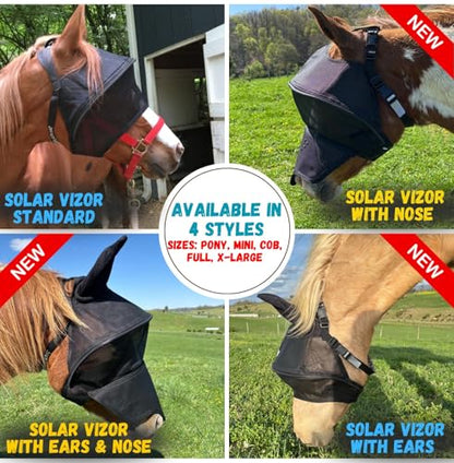 EquiVizor Solar Vizor Horse Fly Mask (Size Mini), 100% UV Eye Protection for Horses with Uveitis, Photosensitivity, Ulcers, Head Shaking, Eye Injuries. Also Available in Pony, Cob, Full - size: Mini
