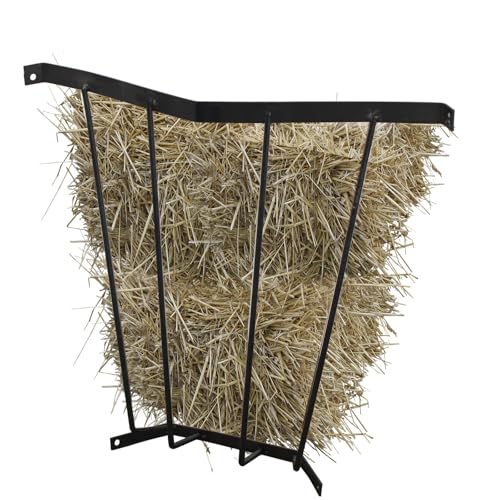 Corner Hay Rack, Wall Mounted 23.3 x 13.2 x 21.7In Hay Rack for Farm Indoor and Outdoor Use, Carbon Steel Hay Feeder Blanket Holder for Horses and Goats