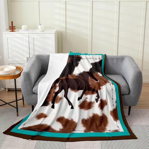 Feelyou Horse Western Cowboy Bed Blanket 50" x60 All Season - color: Multi 24, size: Throw
