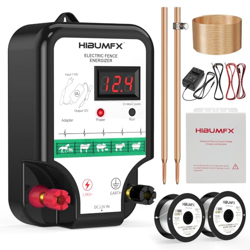P4 Electric Fence Energizer Smart Fencing System with grounding Systems kit and Wiring Kits,Ideal for Poultry, Livestock, and Preventing Wild Animals Intruding