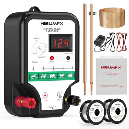 P4 Electric Fence Energizer Smart Fencing System with grounding Systems kit and Wiring Kits,Ideal for Poultry, Livestock, and Preventing Wild Animals Intruding