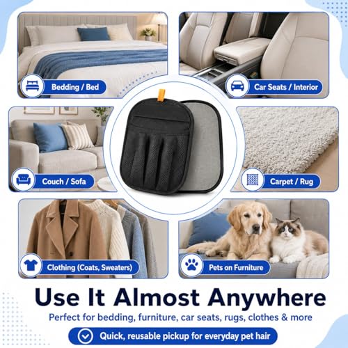 NVNAN 3 PCS Pet Hair Removal Glove and Pet Hair Remover | Groom pets and remove fur from clothes, bedding, car seats, and couches with reusable grooming and fabric gloves - color: Big Fabric Pet Hair Gloves+Pet Grooming Brush