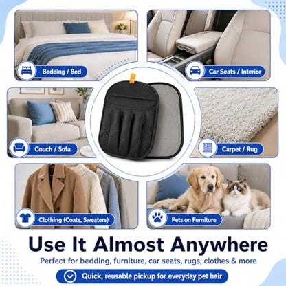 NVNAN 3 PCS Pet Hair Removal Glove and Pet Hair Remover | Groom pets and remove fur from clothes, bedding, car seats, and couches with reusable grooming and fabric gloves - color: Big Fabric Pet Hair Gloves+Pet Grooming Brush