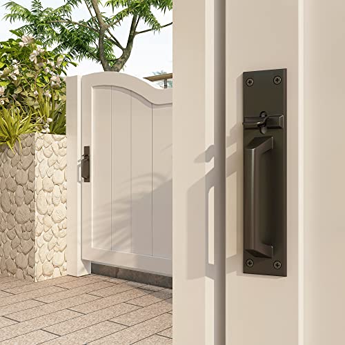 Sdstone Heavy Duty Gate Latch for Wooden Fence，Two Sided Gate Latch for Outdoor Fence， Door Latch Gate Hardware for Wooden Gates, Pool Gate, Backyard, Garden（Black） - style: GL-2
