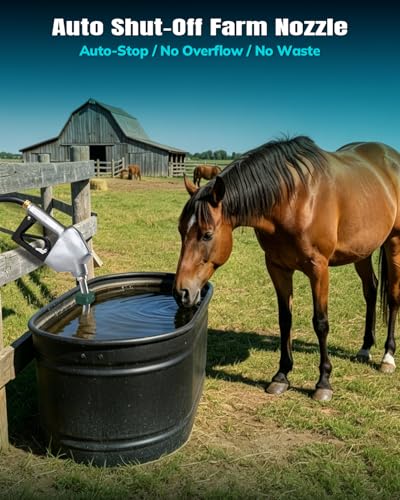 Auto Shut-Off Water Nozzle Kit for Stock Tank – Automatic Livestock Waterer Valve Prevents Overflow, Fits Horse, Cattle, Goat Farm Water Troughs with Nozzle Holder