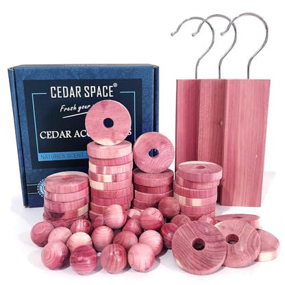 Cedar Space Cedar Blocks for Clothes Storage, 60 PCS Cedar Chips and Balls - size: 60 Count (Pack of 1)