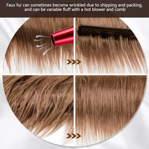 Tatuo 2 X 100 Inch Brown Fake Fur Fabric for Crafts Sewing DIY - color: Brown, size: 2 x 100 Inch