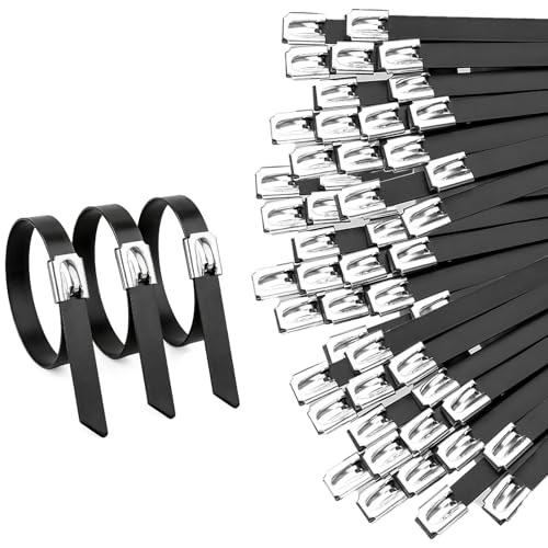 100PCS Cable Ties,0.18X15.75 Inch Heavy Duty Black Metal Zip Ties - color: Black, size: 100PCS1.81x15.75 Inch