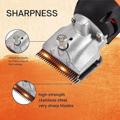 Heavy Duty Horse Clippers 600W Professional Electric Grooming Kit for Horses, Goats, Cattle & Livestock – 6-Speed Heavy Duty Farm Haircut Trimmer for Thick Coats – Equine Clippers with Accessories