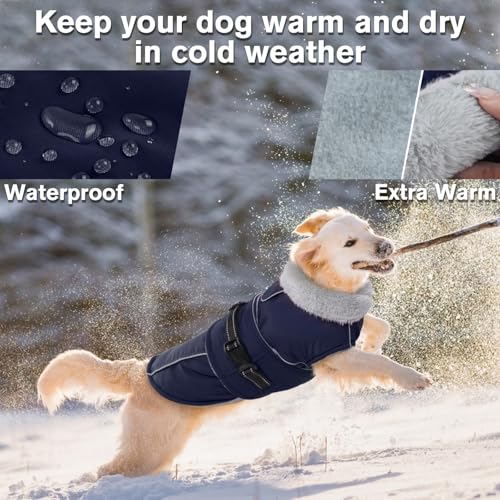 Lelepet Dog Jackets for Small Dogs Waterproof Dog Coat with Adjustable Fit - color: Navy Blue, size: S