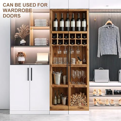 Wine Cellar Door Mural, Wooden Bottle Rack Bar Door Cover - color: Colorful2706