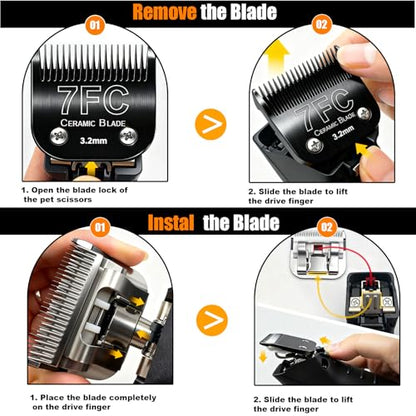 Dog Grooming Clipper Blades Replacement for Andis Dog Clipper,7FC Blade (3.2mm) - size: Black(7FC)