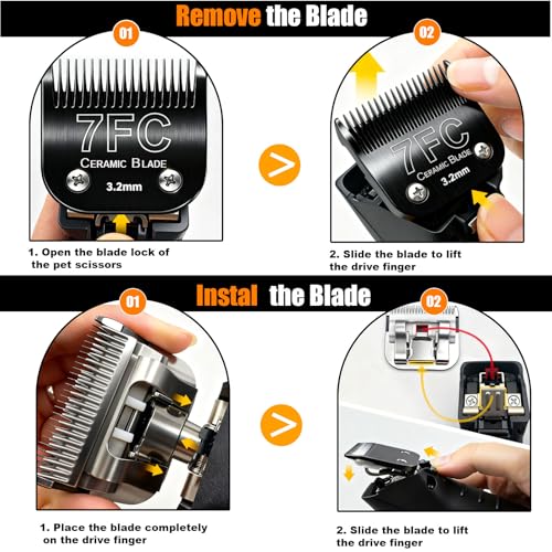 Dog Grooming Replacement Blade Compatible with Andis/Oster/Wahl Dog Clipper | Dog Clipper Blades for Animal Dog,Cat,Horse ,Size :#10+4FC+5FC+7FC,Black ,4 Count - size: 10+4FC+5FC+7FC