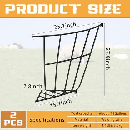 Zonon 2 Pcs Corner Hay Rack Slow 25.1 x 27.9 x 7.87 Wall Metal Hay Rack Feeding Horse Feeder for Blankets Space Between Bars Wall Mounted-Rack Holder for Livestock Goat Indoor Outdoor Uses