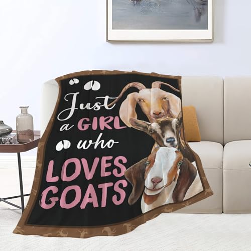 Goat Blanket Gift Just A Girl Who Loves Goats Cozy Plush Throw Blanket Flannel Fleece Ultra Soft Fuzzy Animal Lover Party Blankets for Adult Kids Boys Women Men 50"X40" - color: Three Goats, size: 50"x40"