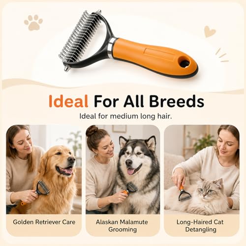 Pet Grooming Brush, Pets Knotted Dog Grooming, Pets Knotting Comb, Professional Pet Deshedding Brush, Deshedding Comb Fur Brushes, Shedding Brushes For Dogs And Cats (Orange) - color: Orange