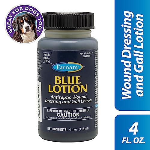 Farnam Blue Lotion Antiseptic Wound Dressing and Gall Lotion, 4 oz | Helps treatment of surface wounds, minor cuts, or abrasions for Horses and Dogs