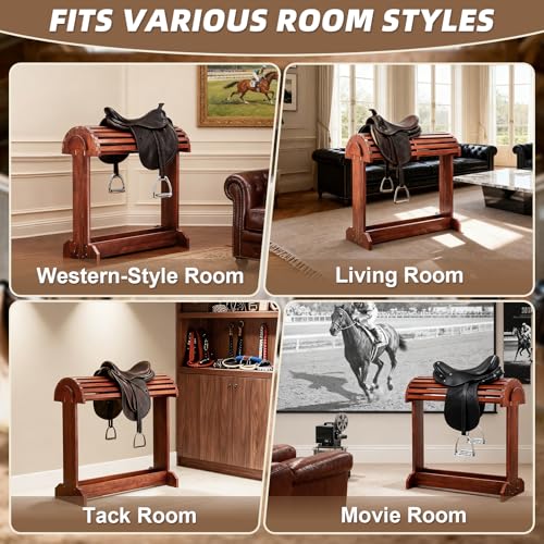 Extra-Large Wood Saddle Rack - Non-Abrasive Design, Bridle Rack & Heavy-Heavy Duty Saddle Stand for Equestrian Homes Horse Tack Room Organization 29.9"x13.8"x30.7 (Walnut) - color: Walnut