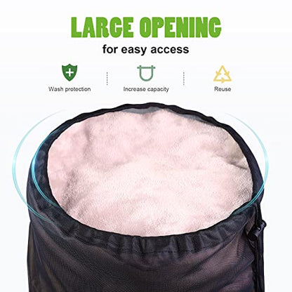 OTraki 20x24 inch Mesh Laundry Bags 2 Pack Fine Mesh Heavy Duty Drawstring Bag Washable Medium Toy Sack Washing Bag for Home Dorm Hotel Camp Beach Travel Storage Don't Drying, Melting 140-176℉ Black - size: 20 x 24 inch