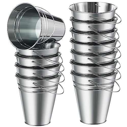 Sadnyy 12 Pack 4.5 X 5 inch Silver Metal Buckets - color: Silver, size: 4.5 x 5 in