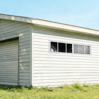 Yuzzy Shed Windows 2 Pack, 10"x29" Sliding Windows Transom Window with Tempered Glass and Removable Fiberglass Screen for Shed, Chicken Coop, Playhouse, Household, Garage, Barns (White) - color: White, size: 10"x29"