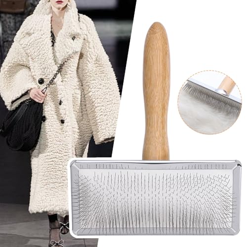 Wool Carders Needle Felting Brush, Hand Carders for Wool, Craft Wool Needle Felting Tools with Solid Wood Handle, Slicker Brush for Dogs, Spinning and Weaving, for Craft Felt Project (Silver) - color: Silver