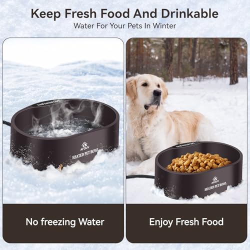 Heated Water Bowl for Dogs Cats Outdoor, 3.7L Thermostatic Heated Pet Bowl for Outside Dog Cat Chickens Duck Birds Waterer in Winter, Automatic Heated Dog Bowl Outdoor with Anti Chew Cord