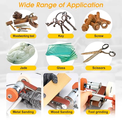 Mini Belt Sander for Knife Making, 15° Electric Power Bench Belt Sanders | 7 Adjustable Speed Knife Sharpener Knife Polishing Kit for DIY Metal Woodworking Knife Making - style: 15 Degree Belt Sander